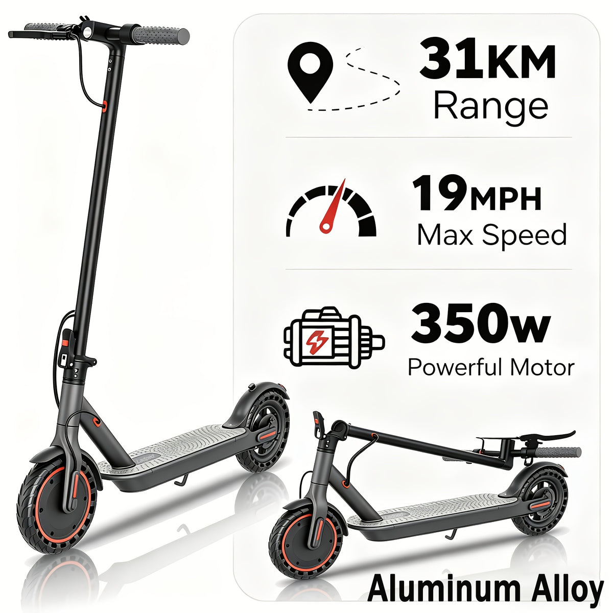10.5AH 36V Battery 350W Foldable Electric Scooter For Adults With 8.5" Anti-skid Solid Tyres, 19MPH High Speed &3 Speed Modes, Update Model Steps Up With Enhanced Braking For Superior Quality And Comfort-Pick The Model That Fits Your Needs