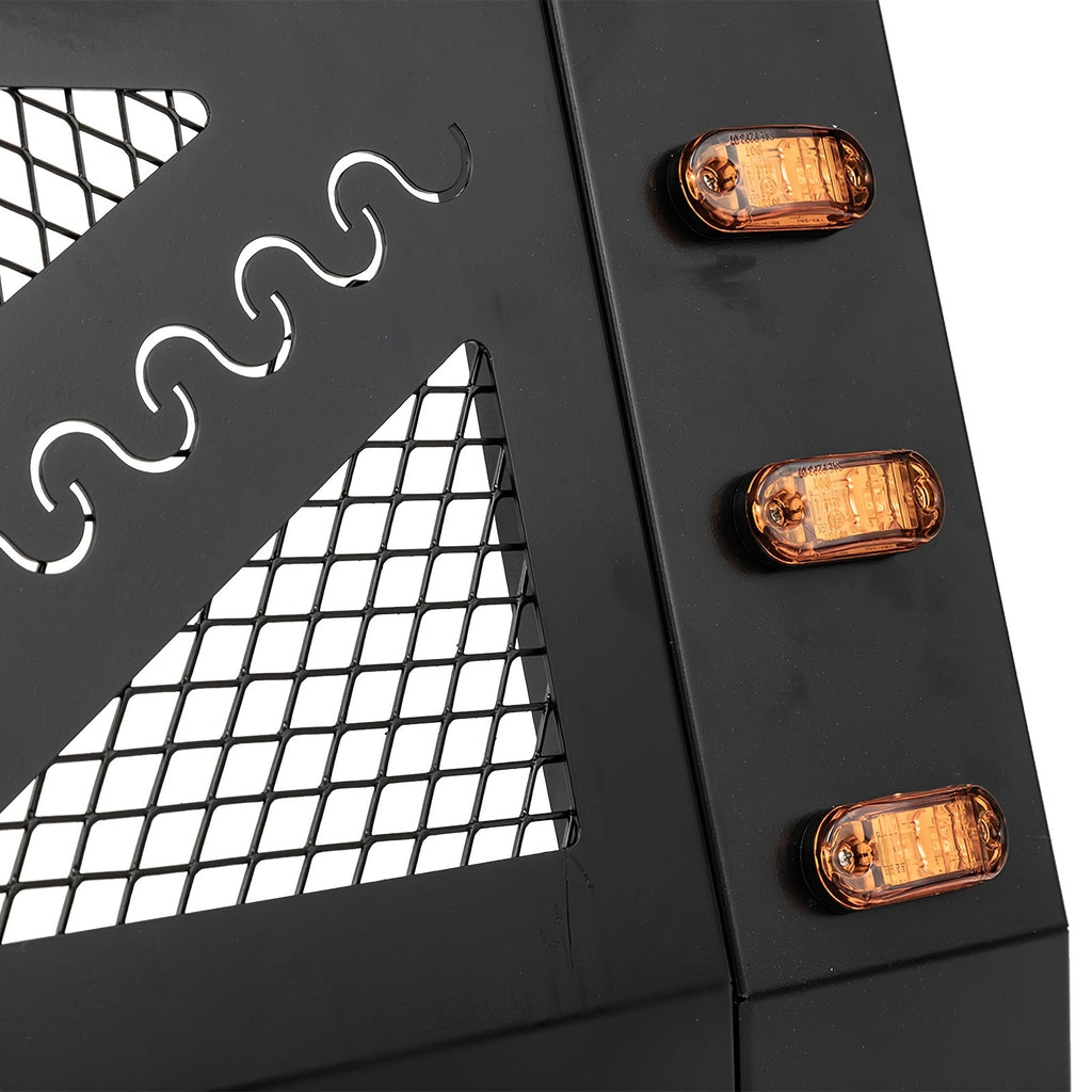 Truck Roll Bar Chase Rack Adjustable with 6 Amber Auxiliary Side Marker Lamps, Universal Fit for Pickup Trucks