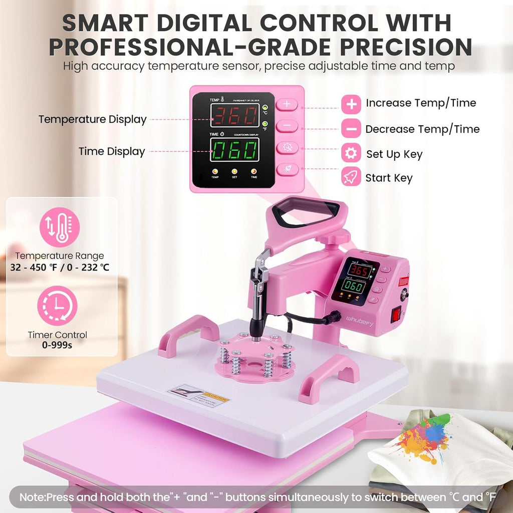 HOMDOX 15"x15" 8-in-1/5-in-1 Heat Press with 30OZ Tumbler Press for T-Shirt/Tumbler/Mug/Hat/Cap/Plate - Slide Out 360° Swing Away Digital Shirt Press Machine, Industrial-Quality Heat Transfer Sublimation
