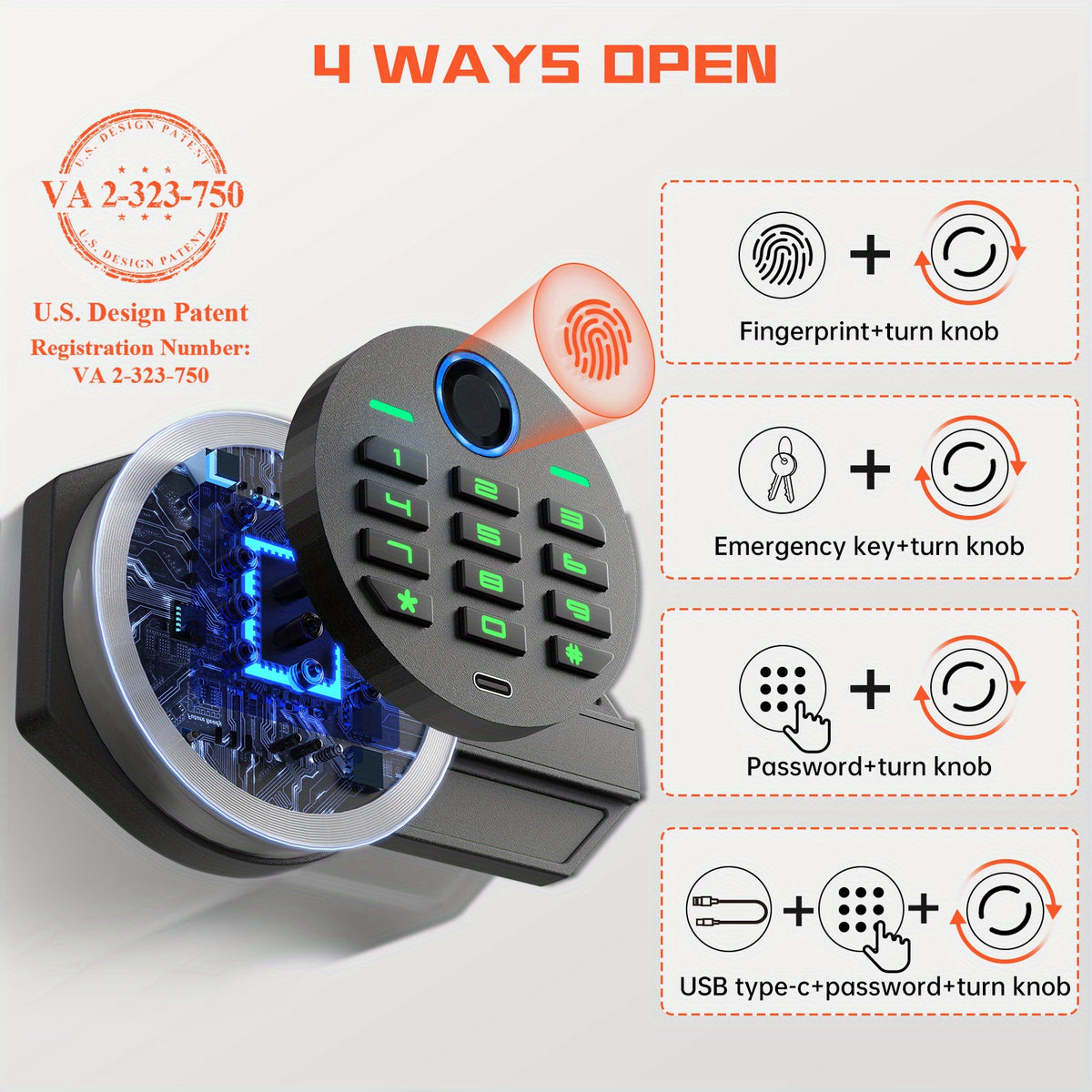 6.0 Cub Extra Large Heavy Duty Fireproof for home Safe Box with Biometric Fingerprint Lock, Backlit Keypad & Deposit Slot - Dual Alarm System, Digital Display, Metal Construction, Secure Cash & Valuables Storage for Home, Office