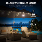15-Foot Double-Sided Patio Umbrella (Base Included), Large Outdoor Market Table Umbrella, 36 Solar-Powered LED Lights, 12 Heavy-Duty Ribs for The Patio Umbrella, Automatic Solar Charging Providing 8 Hours of Illumination, Suitable for Terrace, Deck
