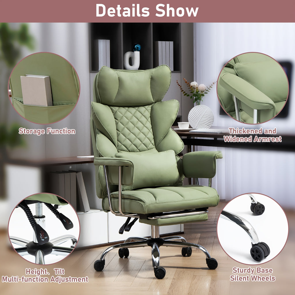 Heavy-Duty Office Chair Designed for Individuals Up to 500 Pounds, Featuring a High Back, Gaming Style with a Footrest, Ergonomic Design, And Adjustable Height with Fixed Soft Armrests