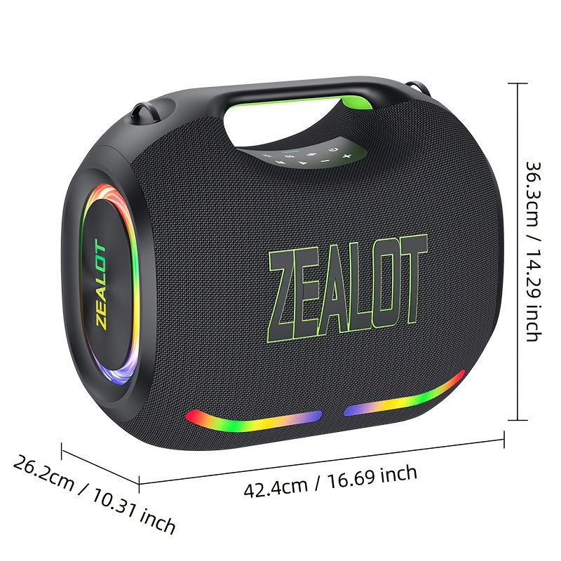ZEALOT ZE21 250W High-power Wireless Speaker, Portable for Outdoor Use, with 5 Speakers, Built-in 48000mAh Battery, RGB Color Lights, Compatible with SD/USB/AUX/supports Two Serial Speakers, Hands-free Calling, Supports Mobile/tablet/TV/computer