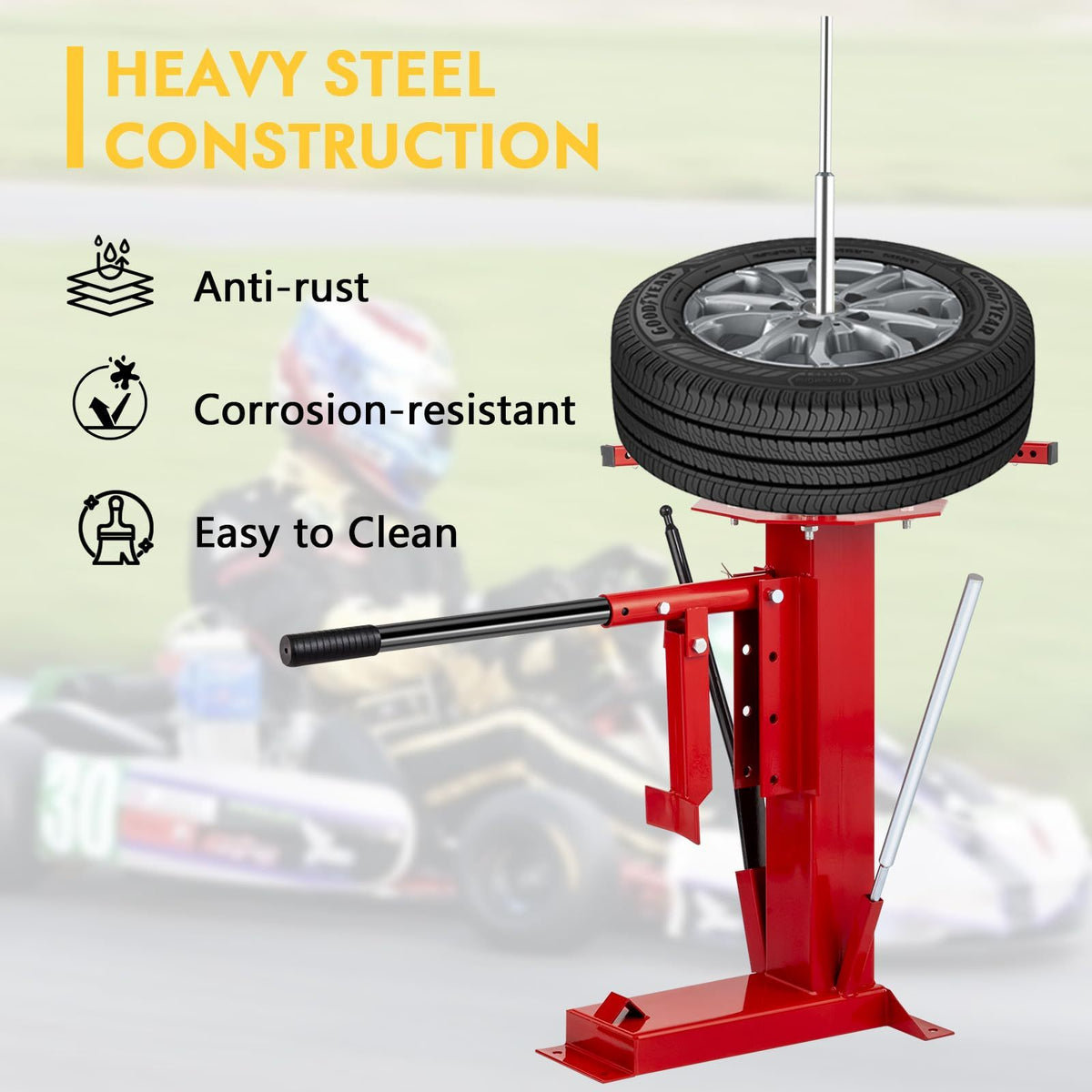 Manual Tire Changer with Bead Breaker Portable MountDemount Tool for 4 to 165 Tires Truck Car Motorcycle Red