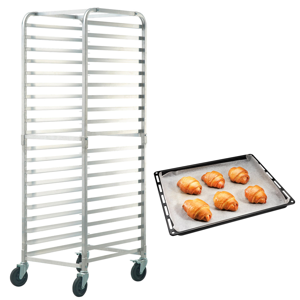 VEVOR Bun Pan Rack, 20-Tier Commercial Bakery Racks with Brake Wheels, Aluminum Racking Trolley Storage for Half & Full Sheet, Speed Rack For Kitchen Home, Bread Baking Equipment, 26"L x 20.4"W x 70"H