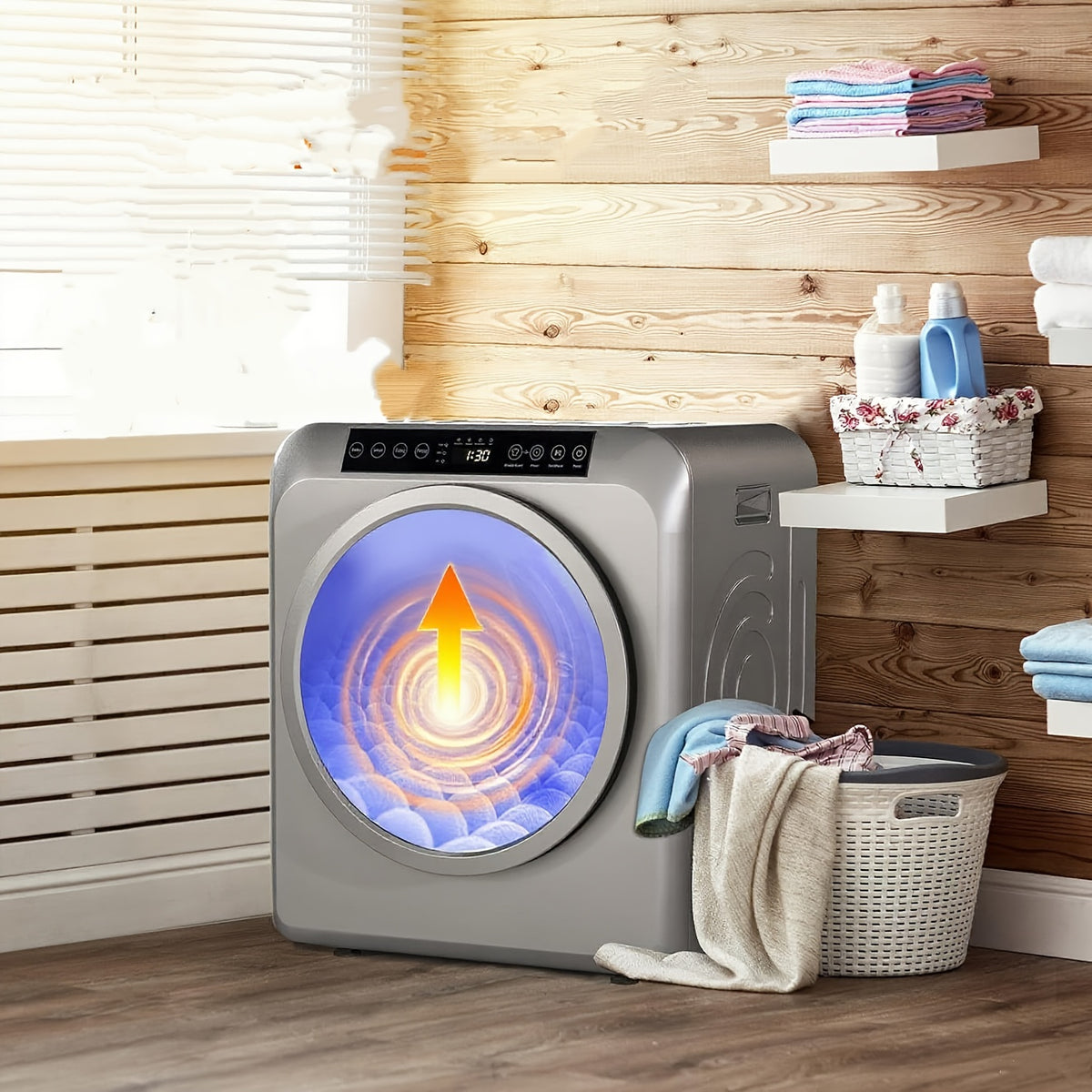 [Portable Laundry Dryer] 13.2LB Portable Clothes Dryer, 3.5 Cu.Ft High-End Front-Load Tumble Laundry Dryer With LCD Touch Screen, Stainless Steel Tub For Apartment, Home, Dorm, Classic White