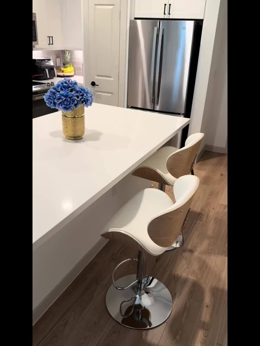 3pcs Modern Faux Leather Upholstered Bar Stools, 360° Swivel Adjustable Height with Backrests, Metal Tall Bar Stools Counter Height for Kitchen Island, Hydraulic Island Barstools