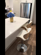 3pcs Modern Faux Leather Upholstered Bar Stools, 360° Swivel Adjustable Height with Backrests, Metal Tall Bar Stools Counter Height for Kitchen Island, Hydraulic Island Barstools