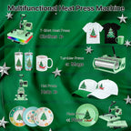 Perfect Christmas Gift, 5/8 in 1 Heat Press Machine 12X15/15X15 Inch Sublimation Heat Press 360° Swing Away Heat Transfer Digital T-Shirt Pressing with 30OZ 20OZ Tumbler Press, Multifunctional Combo for Hat Cap Plate