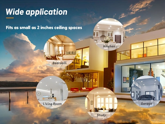 12/6 Pack 4/6 Inch 5CCT LED Recessed Ceiling Light with Night Light, 2700K/3000K/3500K/4000K/5000K Selectable Ultra-Thin Lighting, 12W=110W, 1100LM, Dimmable Canless Wafer Downlight
