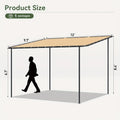 8X5FT/10x6FT/12x10FT Lean-to Gazebo Pergola - Wall Mounted Outdoor Canopy With Sloped Roof, Water And UV Resistant Awning For Patio, Deck, Backyard, Garden, Khaki