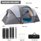 10 Person Camping Tent - Portable Easy Set Up Family Tent for Camp, Windproof Fabric Dome Tent Outdoor for Hiking, Backpacking, Traveling-14'x11'x74in(H)