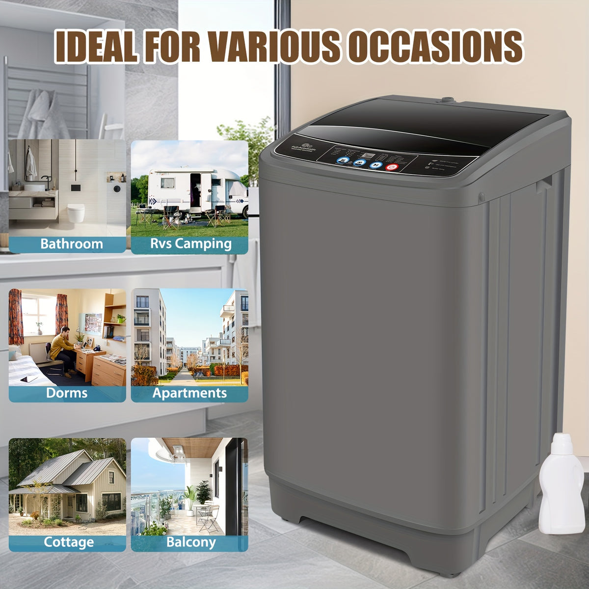 Portable Washing Machine 17.8Lbs/15.6Lbs Large Capacity, Full Automatic Washing Machine with 10 Programs And 8 Water Levels Selections, LED Display, Low Noise, Small Washing Machine for Apartment, Home, Dorms, Apartment Laundry, Compact Laundry Solution,