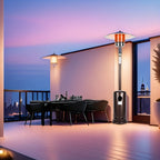 48, 000 BTU Bronze Outdoor Propane Patio Heater with Wheels | Commercial & Residential Use, Metal Tower, Radiant Heating, Freestanding, Includes Lighter Device