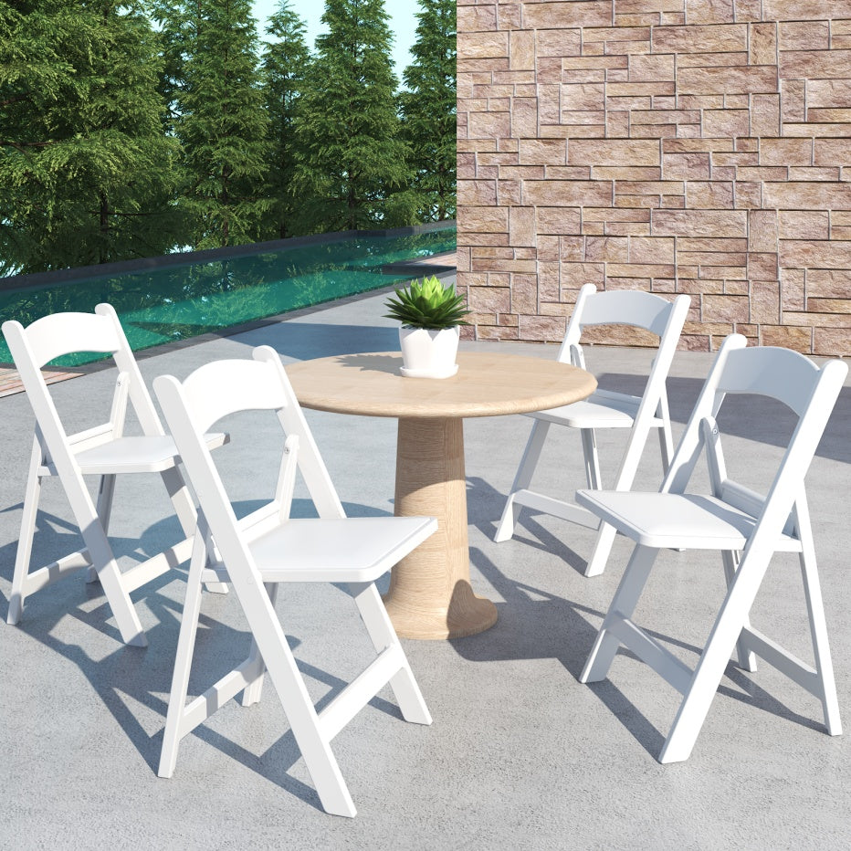 4-Pack White Folding Office Chairs, Indoor/Outdoor Resin Folding Chairs, Portable Seating Suitable For Offices, Conference Rooms, Courtyards, Home Use, Gardens