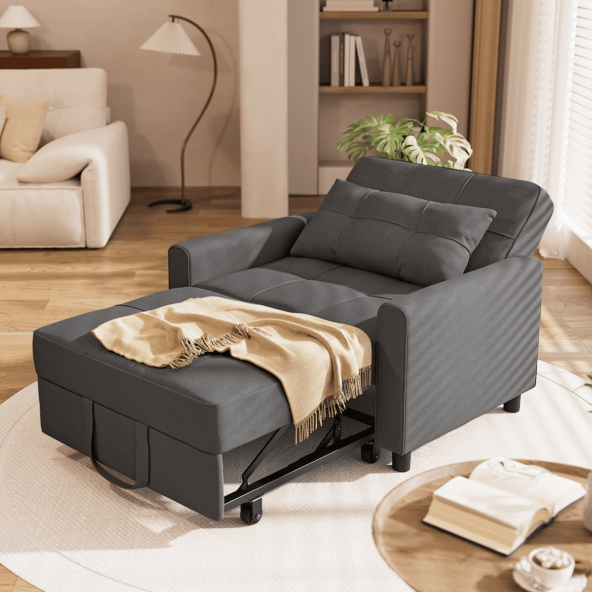 Asofer Convertible Sofa Chair 3-in-1, Adjustable Sleeper Chair Pullout Sofa Bed With Pillows, Comfortable Pullout Futon For Living Room Or Bedroom, Living Room Furniture | Modern Loveseat Design | Luxury Comfort Finish, Futon Sofa Bed, Best Gift