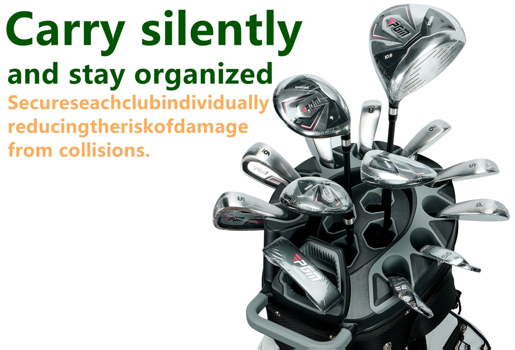 PGM Black Golf Cart Bag, 14 Way Silent Top Divider Premium Golf Bag with Ergonomic Handles & Rain Crove