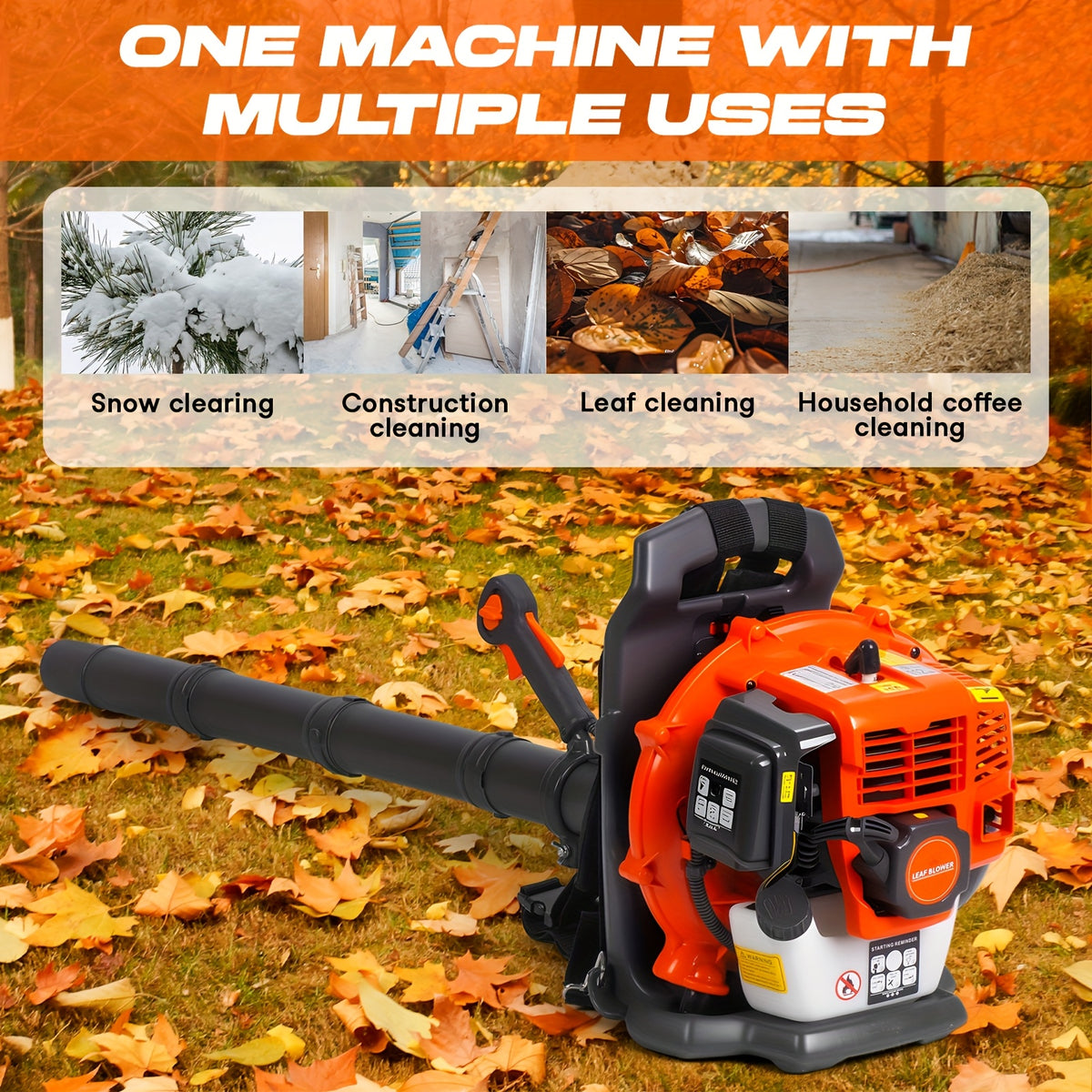 Leaf Blower, 52CC Gas Backpack Leaf Blowers For Lawn Yard, Garden Cleanup Tool, 2 Stroke Snow Blower For Lawn Care Yard Dust Debris