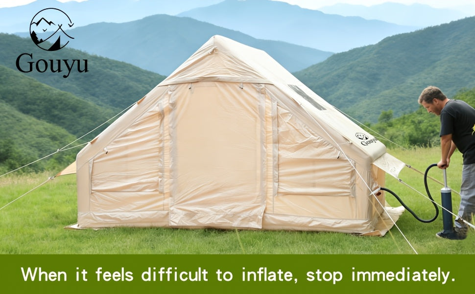 6.3/12 Square Meter Luxury Inflatable Tent, 4-6/8-10 Person All-Season Tent, Easy to Set Up