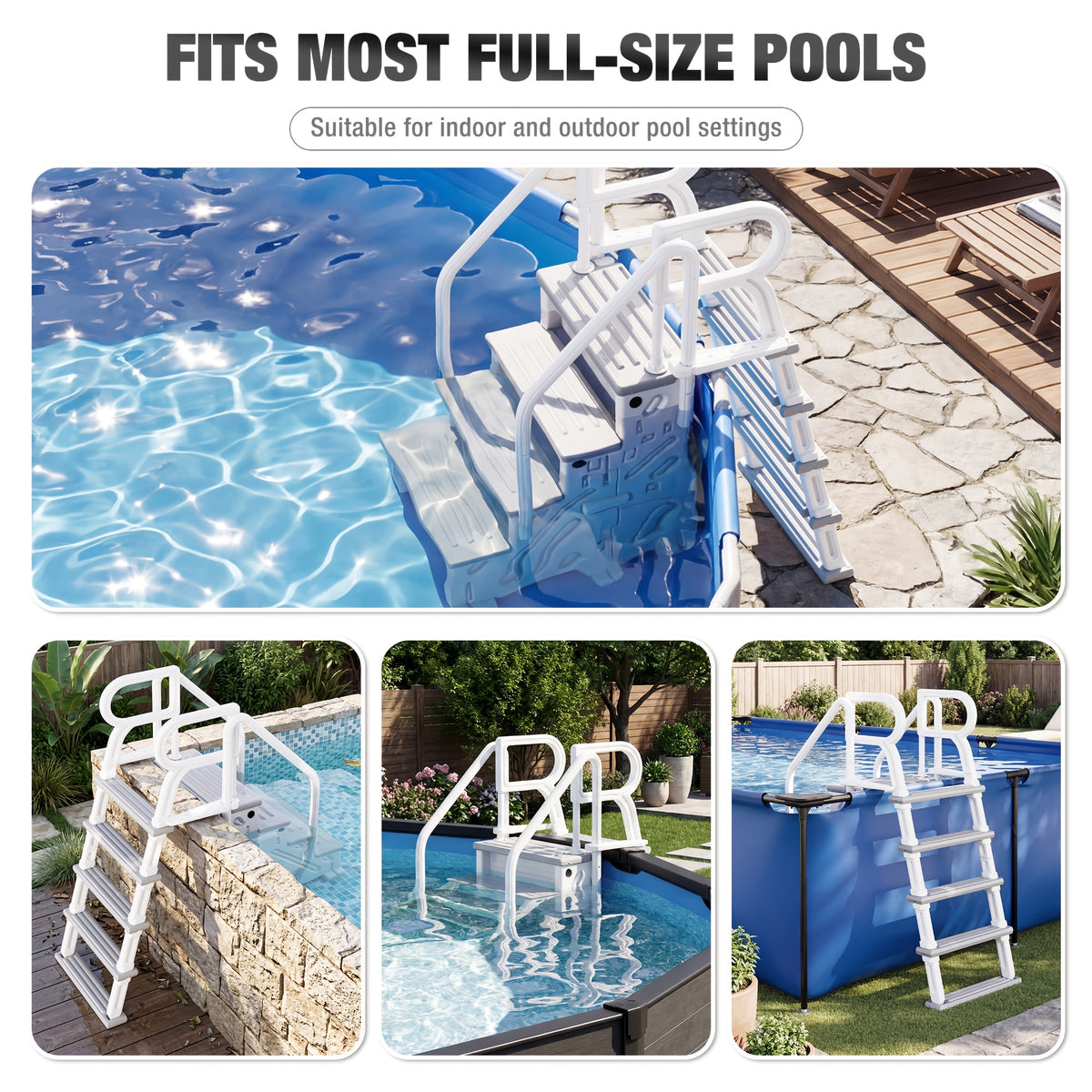 Pool Ladder Above Ground, Heavy Duty 4-Step Pool Ladder with Dual Handrails And Non-Slip Steps, 500 LBS Load Capacity, for 46-58 Inch