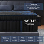 14/12 Inch Memory Foam Mattress Hybrid Pocket Spring Twin Full Queen King Bed Mattress In A Box, Euro Top Medium Firm For Back & Lumbar Support, Individual Pocket Spring Bed For Motion Isolation & Fiberglass Free