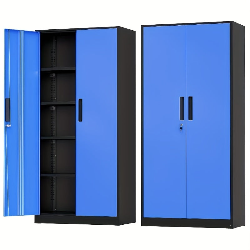 72" Metal Storage Cabinet with Lock, with 2 Doors And 4 Adjustable Shelves, Lockable Steel Storage for Office, Garage, Warehouse,, Home