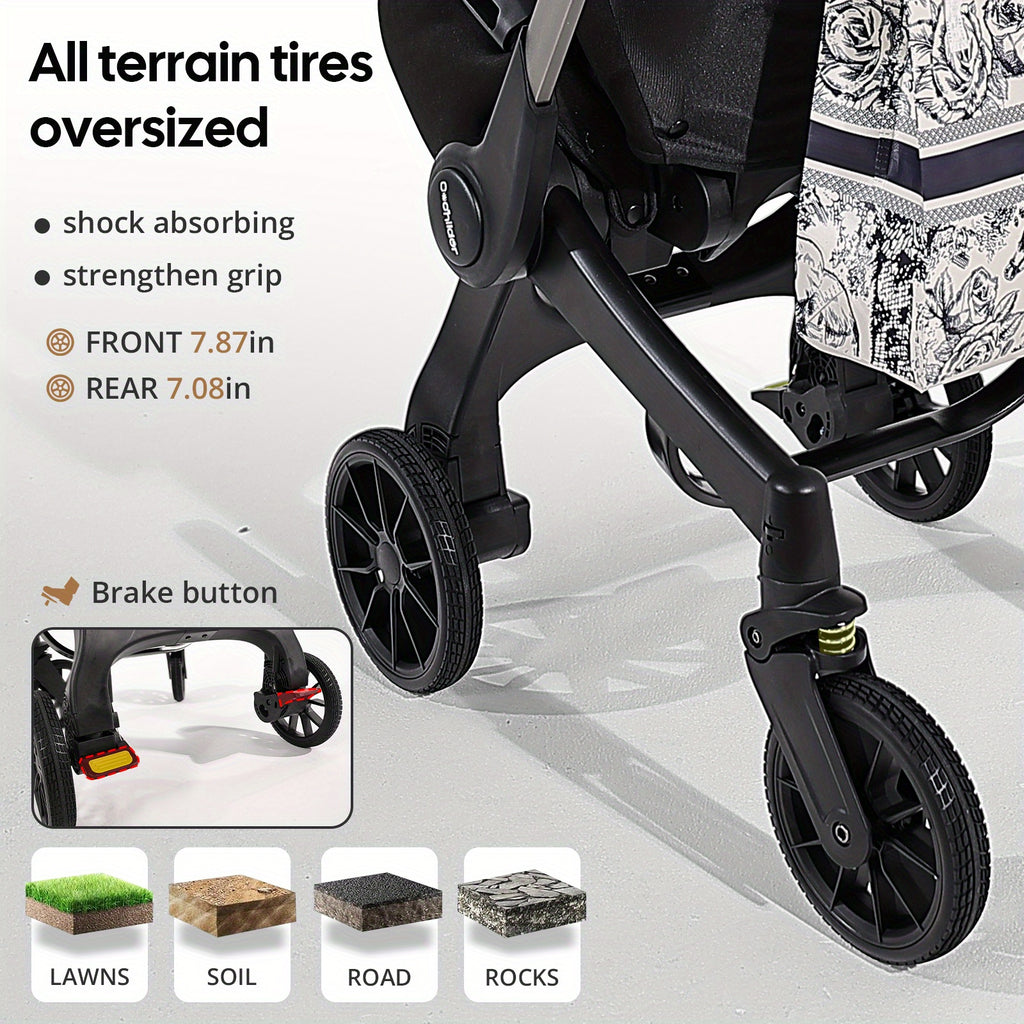 Travel Baby Stroller, Foldable and Bidirectional, Adjustable Sunshade Roof, Metal Frame and Comfortable Fabric- Multiple Colors Available (Black/ Pink/ Green)