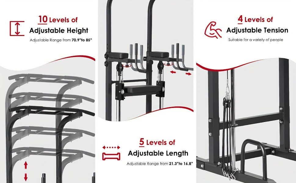 Sogespower Power Tower Dip Station Pull Up Bar for Home Gym Multi-Function Adjustable Height Strength Training Workout Equipment