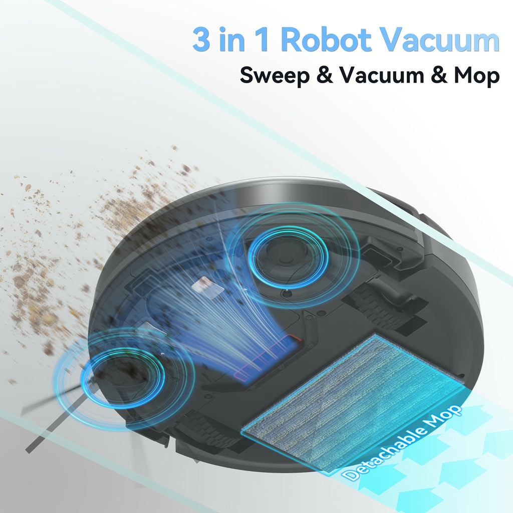 2026 Robot Vacuum Cleaner with 7000Pa Powerful Suction, Tangle-free Pet Hair Extraction, And A Detachable Mop, It Sweeps, Vacuums, And Mops Hard Floors And Carpets Effortlessly.