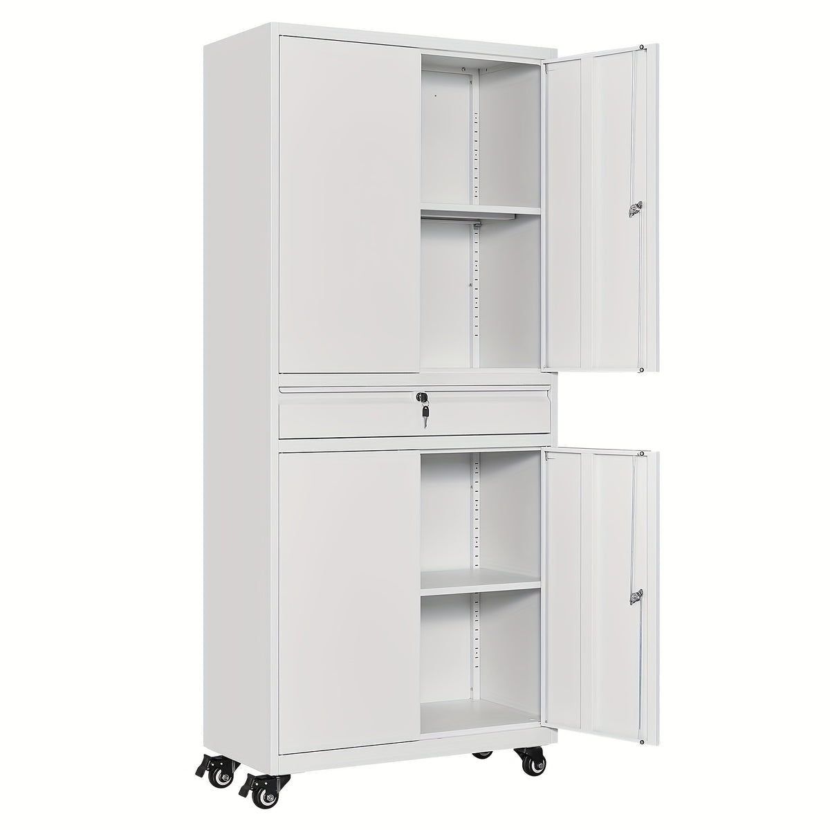 SISESOL Metal Garage Storage Cabinet With Locking Doors And Adjustable Shelves, Rolling Tool Storage Cabinet With 4 Wheels And 1 Drawer - 73" Steel Locking Cabinet For Garage, Warehouse