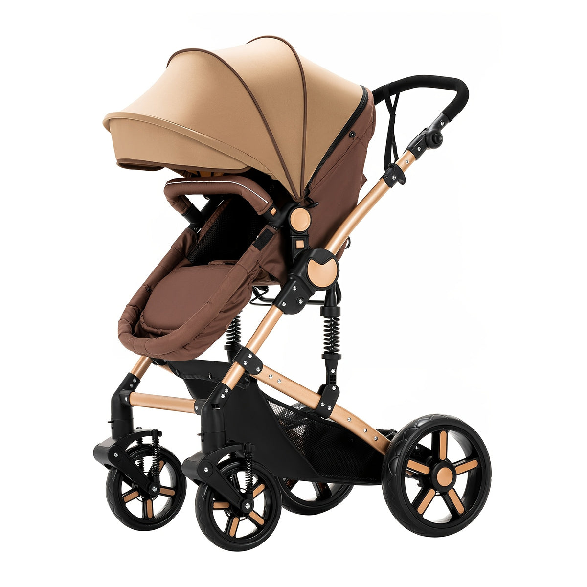 Foldable Stroller Suitable for Children Under, with a Single-Foot Brake, Sunshade, Adjustable Push Handle, And Comes with Foot Cover, Mosquito Net, Rain Cover, Baby Bottle Holder, Etc., Convenient for Storage And Use When Going Out