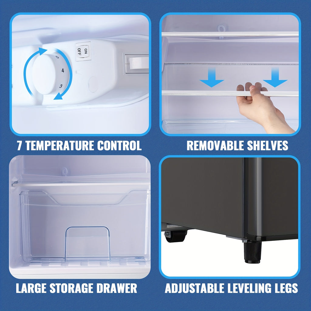 5.0/2.4 Cu.Ft Mini Fridge with Freezer, Dual Door Refrigerator with 7 Settings Temperature Adjustable, Small Fridge for Dorm Office Apartment and Home
