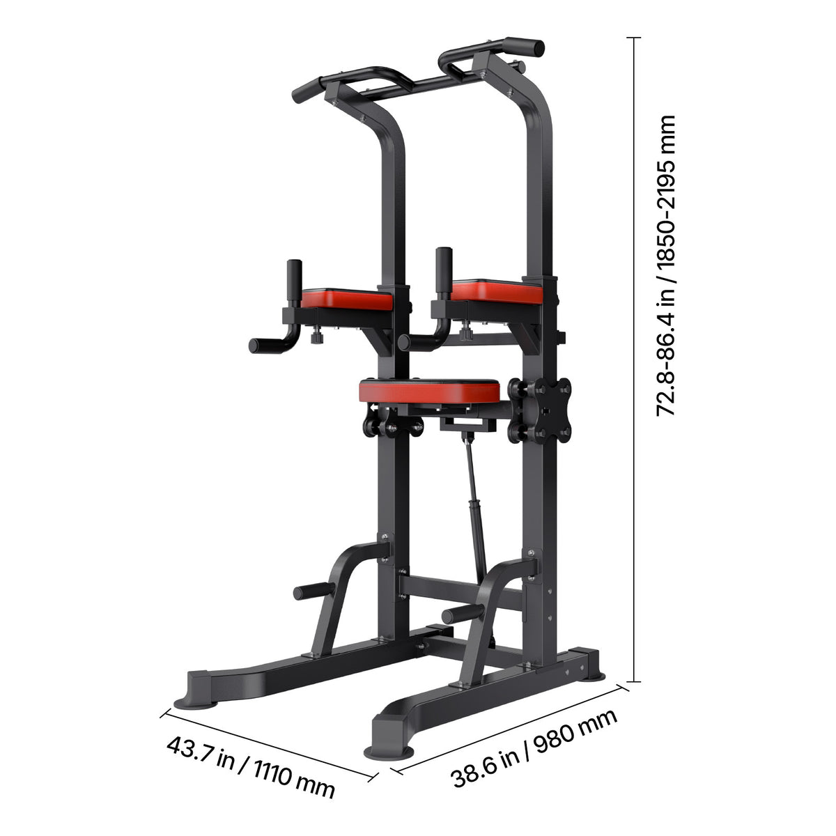 VEVOR Pull Up Bar, 330 LBS Power Tower Dip Station,With pallet/With butterfly arm, Workout Dip Station with H-Shaped Stable Base & Assistance Platform, Adjustable 9 Level / 12 Level Height Pullup Stand for Back, 3-Level / 4-Level Adjustable Elbow Pads