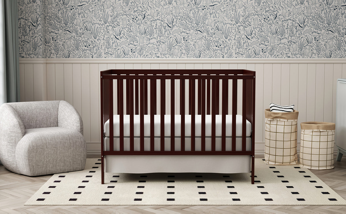Goldzone Crib 5in 1 Convertible, Wooden Newborn Essentials Convertible to Toddler Bed, Sofa Bed and Full Size Bed, Baby Cribs with 4 Adjustable Bases for Nursery Decor, Baby Stuff Clearance, Item Weight: 37lbs, Maximum Weight Recommendation: 50lbs