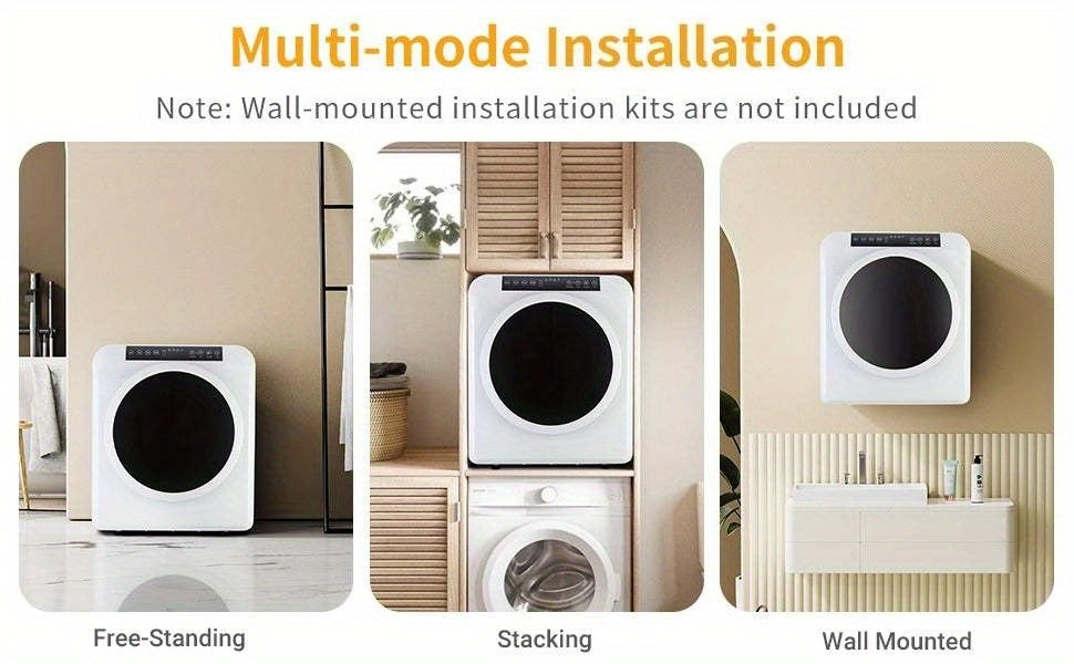 13.2LBS Portable Clothes Dryer for Apartments - 3.5 Cu.Ft Compact Front Load Dryer with LCD Touch Panel, Stainless Steel Tub & Quiet Operation, for Home, Dorm, RV