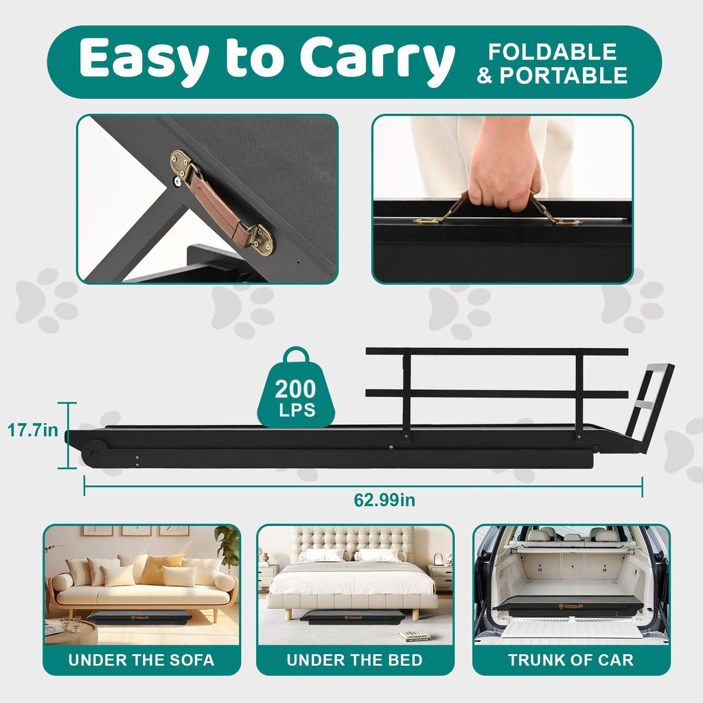 Dog Ramp, Adjustable Height Wooden Folding Pet Ramp for Bed, Couch,SUV-High Traction, Portable Paw Ramps for Small & Large Old Dogs & Cats - Furniture Quality