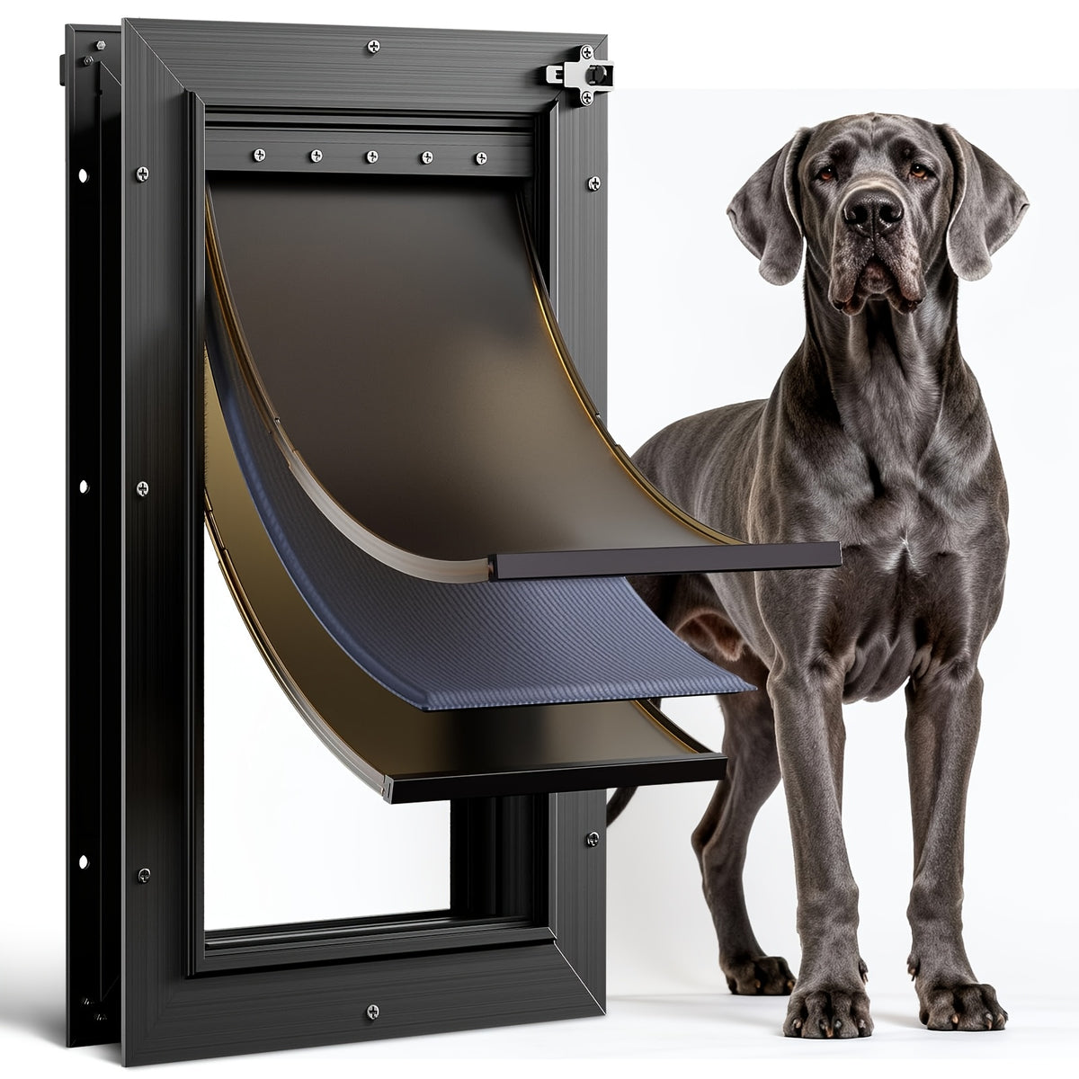 Extra Large Dog Door For Door All Aluminum Alloy 3 Flaps White, Heavy Duty XL Dog Door For Dogs, Large Pet Door, With Insulation Flap And Lockable Closing Panel, Durable Rust Resistant, For Pet Up To 220lbs