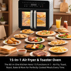 Air Fryer Toaster Oven Combo, 24 QT French-Door Countertop Oven with 15 Cooking Functions and Digital Controls