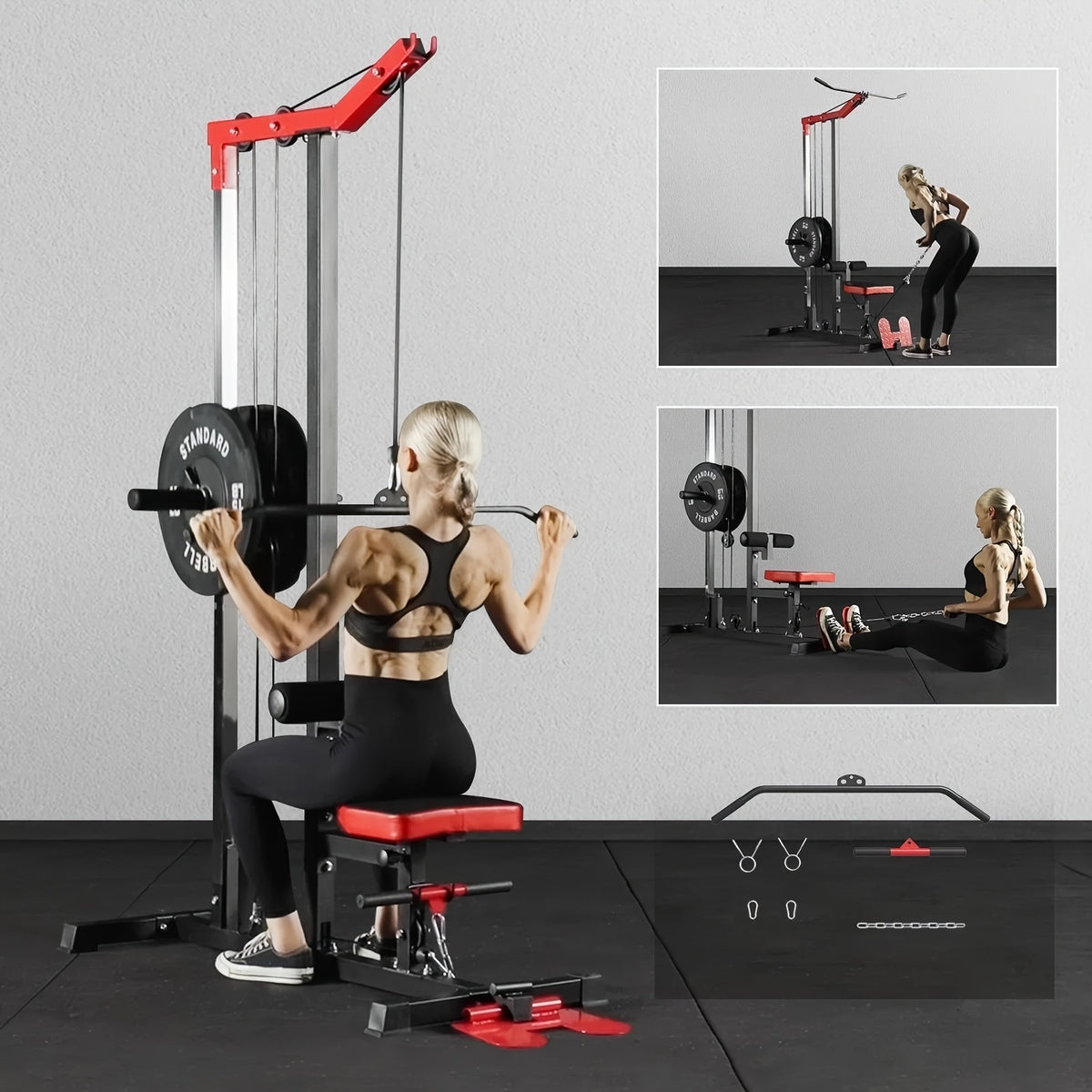 Multi-Station Home Gym, ORMAISE G2 Lat Pulldown and Low Row Trainer for Home Strength Workouts
