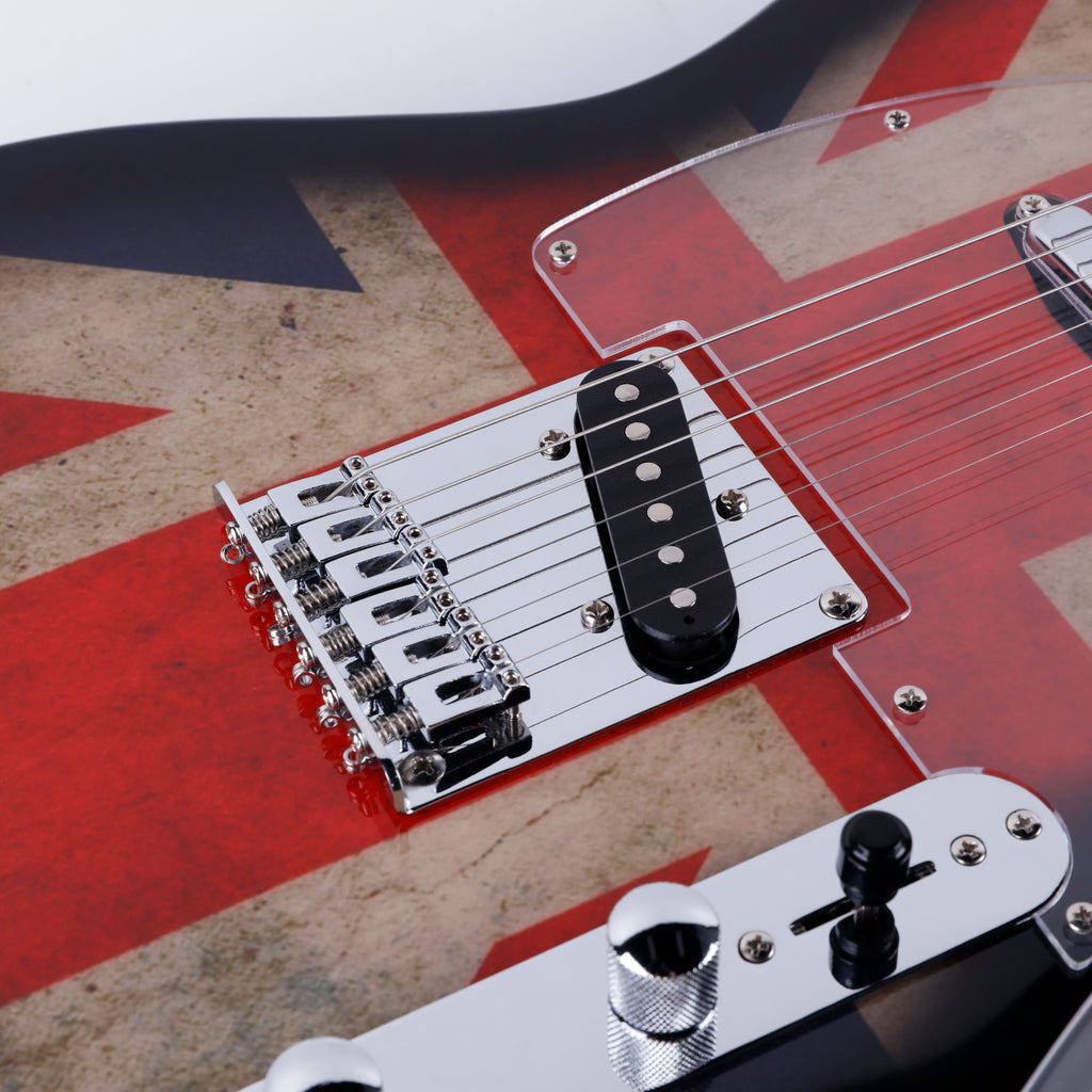 [Electric Guitar] Leo Jaymz DTL Style Electric Guitar with Flag Sticker - High Gloss Mahogany Body And Hard Maple Neck - High Transparency Acrylic Pickguard