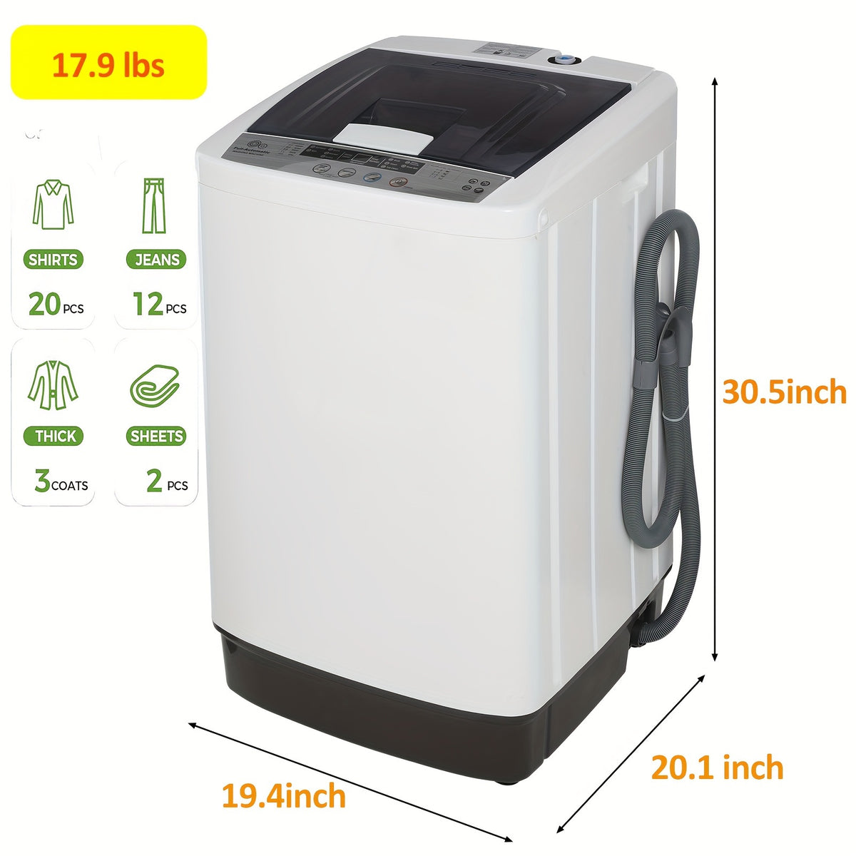 HOMDOX Top-Opening Portable Washing Machine & Air Dryer Combo - 17.9LBS/13.6LBS Capacity, Energy-Efficient, Smart Mechanical Control, 120V Plug, Compact Design for Small Spaces, Laundry Room Additions, Modern Laundry Appliance, Durable Construction