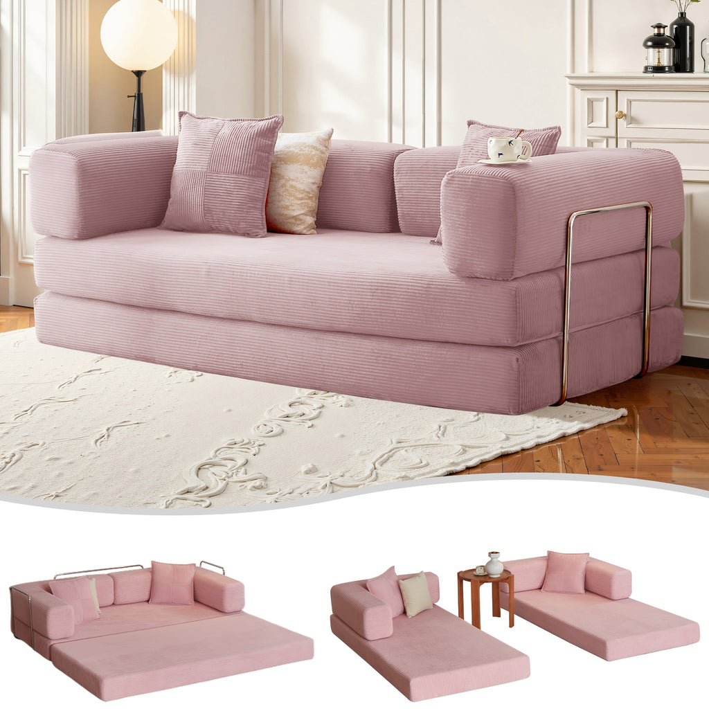 Boneless Sofa Bed, Convertible Modular Sofa With Armrest Pillow, Modular Sofa In A Box Compressed Memory Foam Sofa With Washable Sofa Cover For Living Room, Bedroom, Apartment, No Assembly