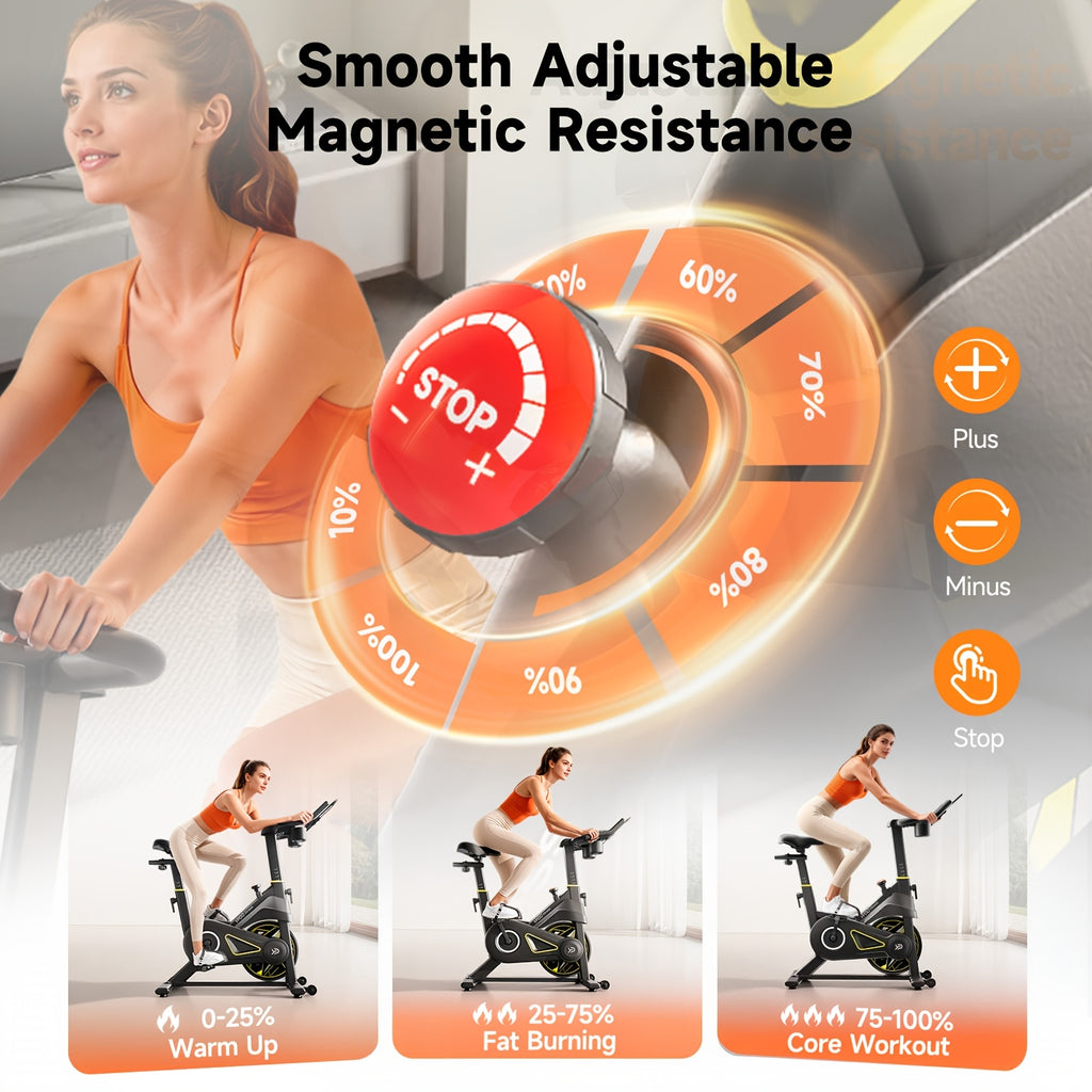 Exercise Bike Adjustable for Home Cardio Workout with 300 LBS Capacity, Comfortable Seat Cushion & Silent 25dB, Multi-level Adjustment Enables Measurement Of Heart Rate, Family Exercise Bike