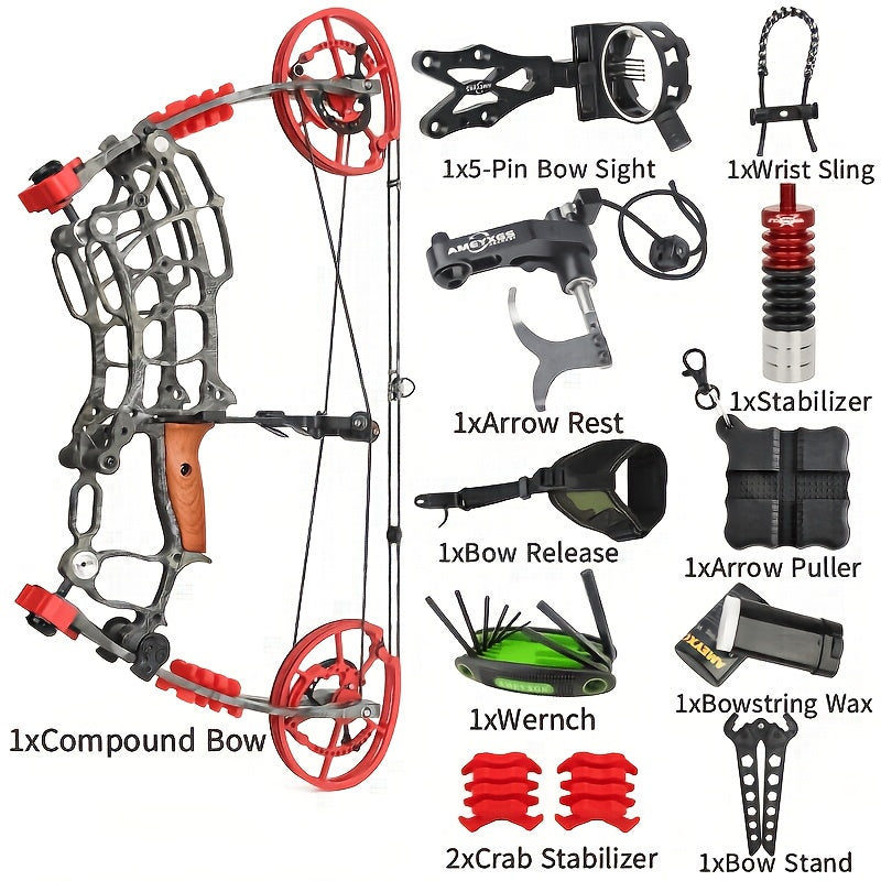 Dual Purpose Composite Bow Outdoor Archery Composite Bow Kit 30-60Lbs, Adjustable for Both Hands