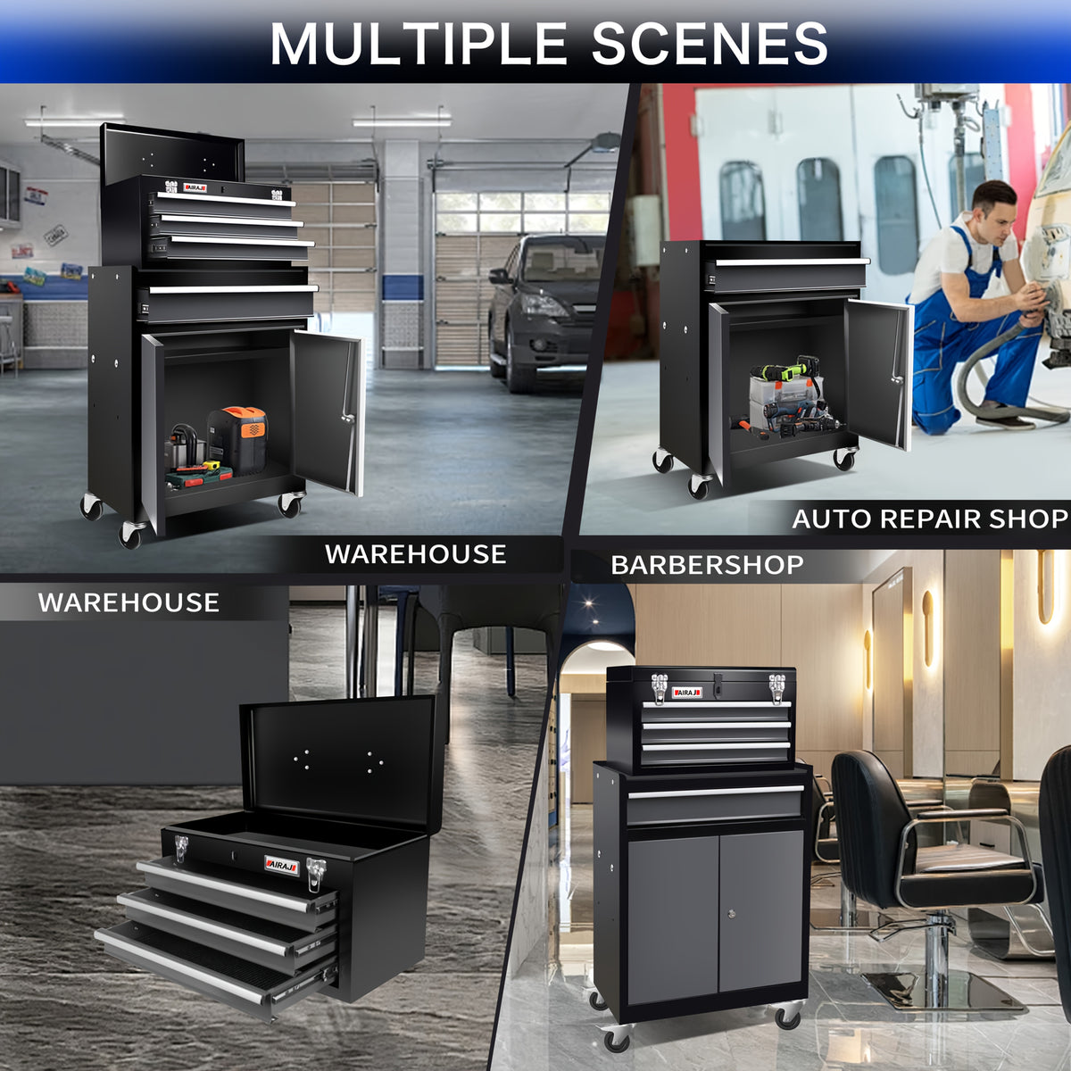 [Heavy-Duty Tool Cabinet] 4-Drawer And Double Door Tool Cabinet 2-In-1, 37 LBS Heavy-Duty Tool Cabinet, Multi Color Selection Tool Chest, With Safety Lock System, Suitable For Home Garage And Workshop Tool Storage