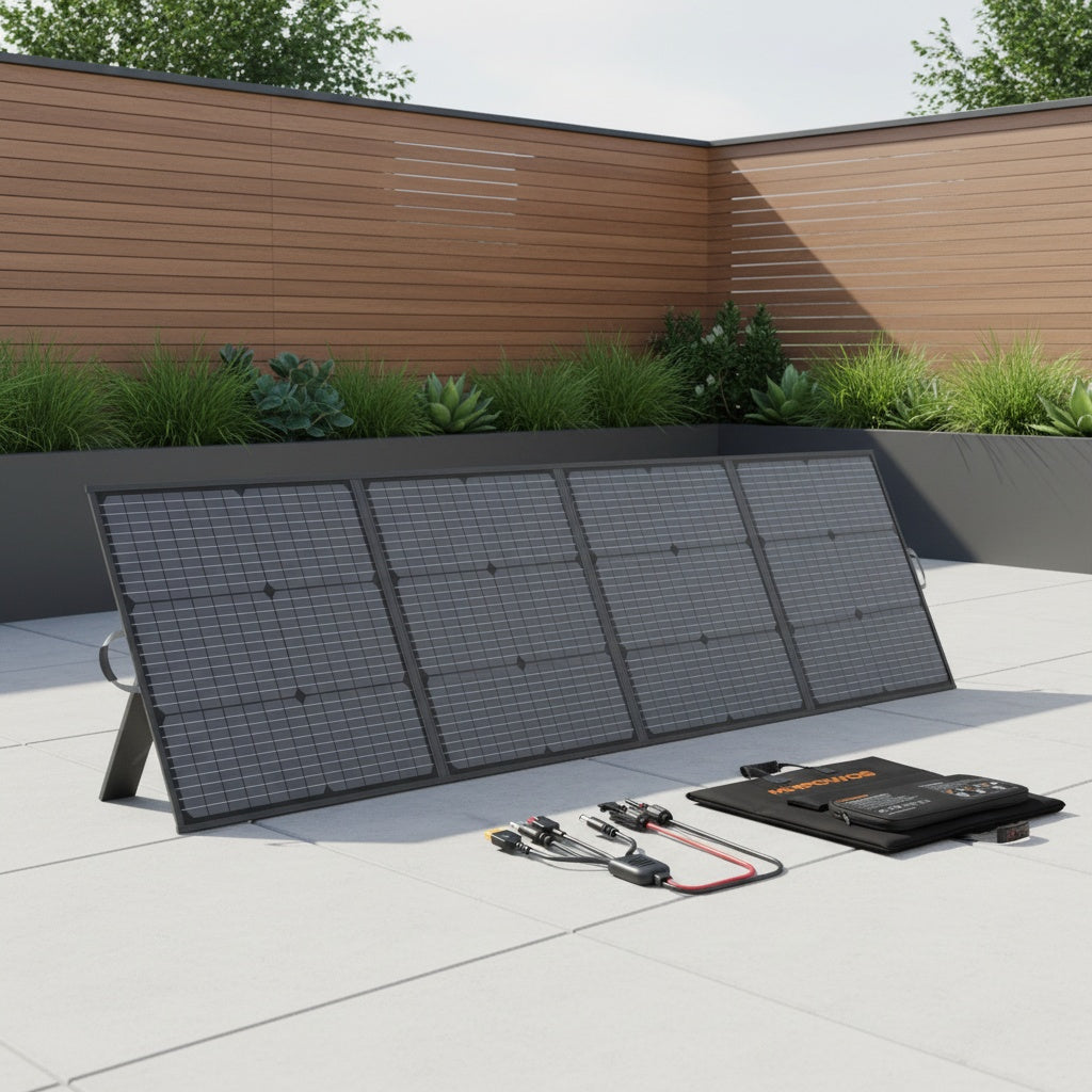 Portable Solar Panel Set — MHPOWOS 2-Piece 220W 40V Foldable Design for Power Stations, Camping and RV Use
