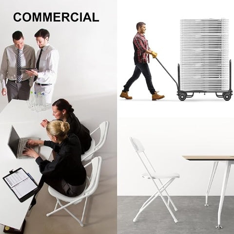 [Weddings And Gardens] 90/60/30/20/10 Pack Office White Plastic Folding Chairs Lightweight Folding Chairs, Indoor/Outdoor Folding Chairs, Portable Event Chairs Office Chairs, Conference Rooms, Weddings, And Gardens