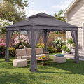 KAMEROUT Canopy Gazebo with Full Mesh Sidewalls, One-Touch Instant Setup Height Adjustable Outdoor Shelter Tent for Patio Backyard Party BBQ