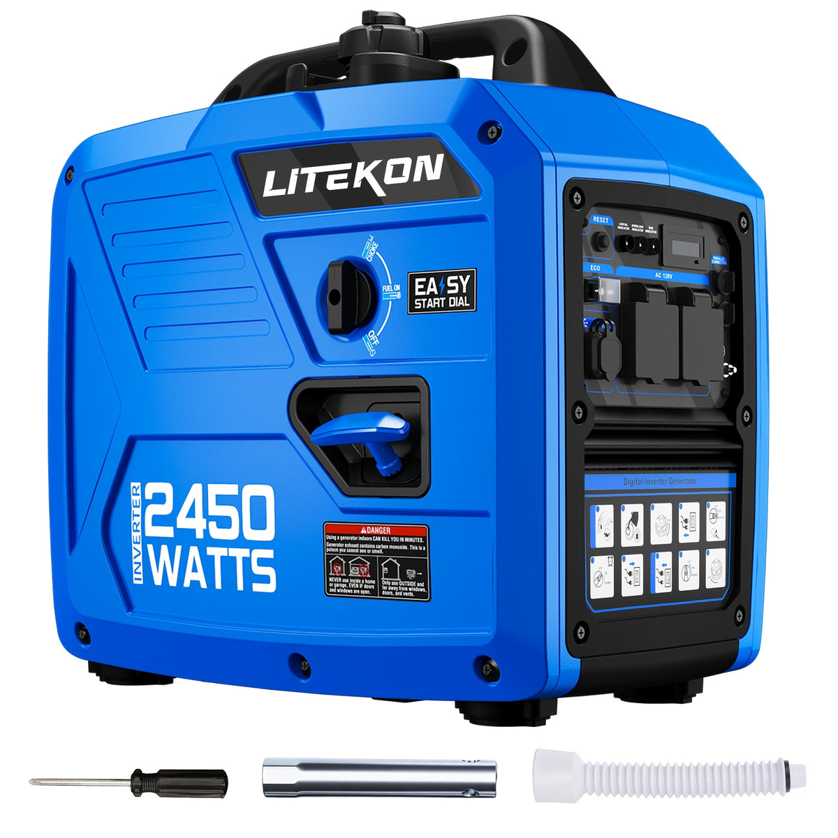 2450-Watts Portable Inverter Generator,Gas Generators for Home Use,Super Quiet Inverter Generator Portable,Gas Powered,1.6 Gallon Large Fuel Tank,Emergency Home Backup,EPA Compliant for Home, Camping, Motorhome and Commercial Use