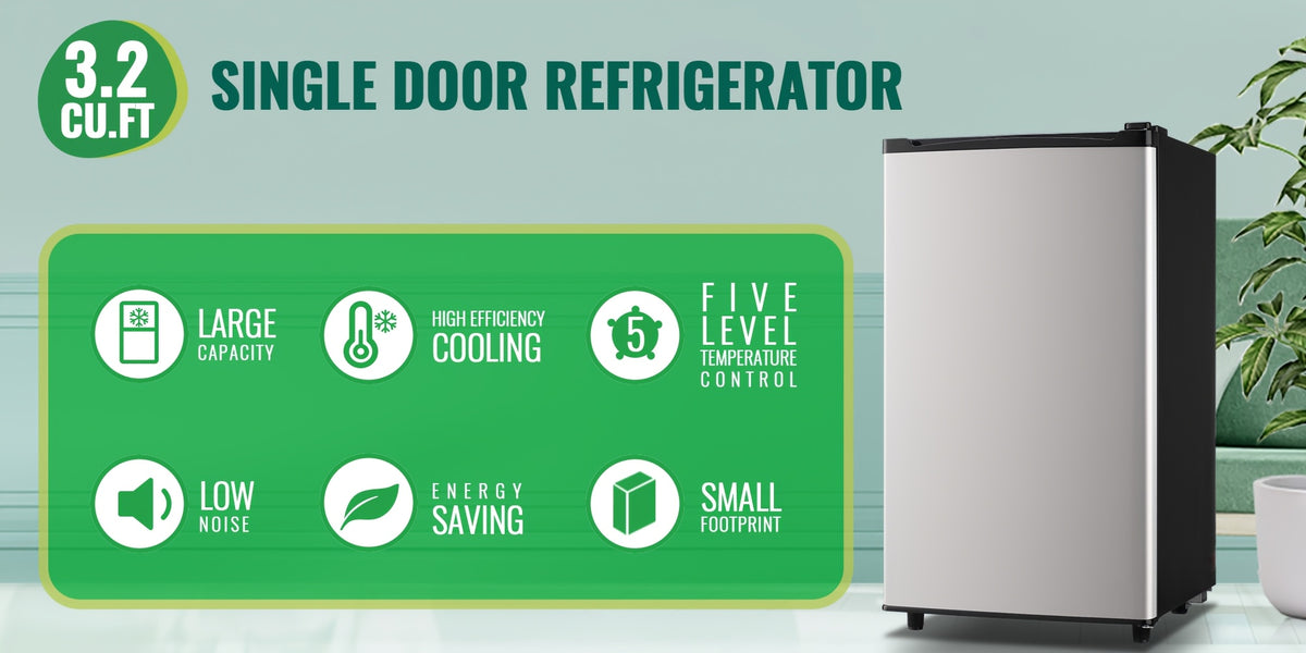WANAI Compact Refrigerator 2.4 CU.FT Mini Fridge with Freezer Single Door Adjustable Temperature Side Door Wire Rack Suit for Dorm Office Apartment